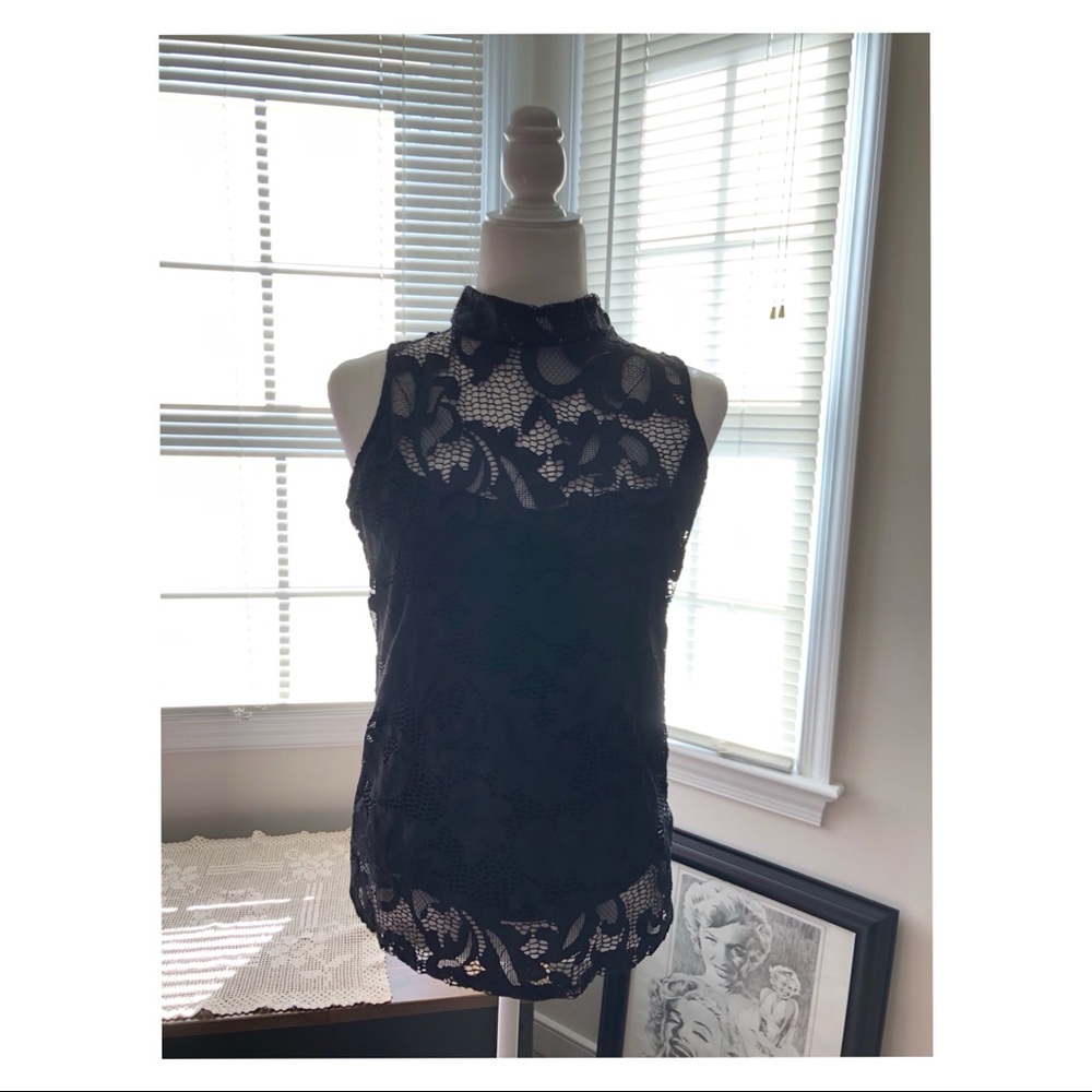 I.N.C. Black Lace Crochet Top